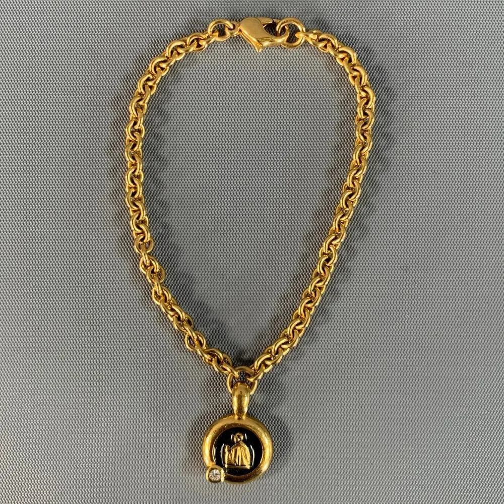 LANVIN Gold Shimmer Metallic Charm Bracelet